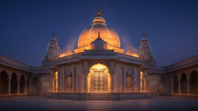 Dagdusheth Ganpati Temple Pune Blue Hour &ndash; Illuminated Marble Shrine