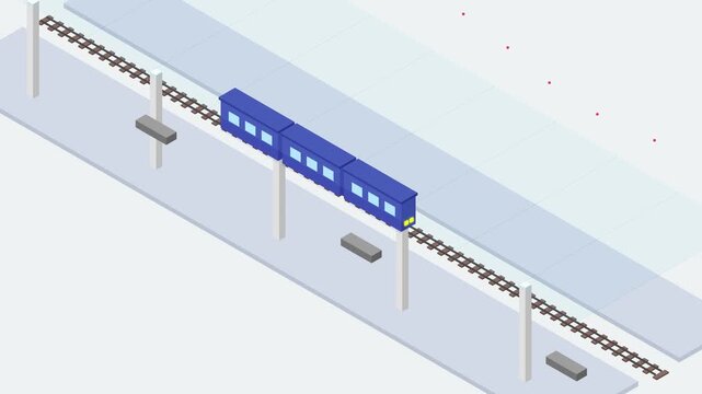 Isometric View of a Modern Train Station Arrival Scene in 4K Resolution 60fps and 16 9 Aspect Ratio