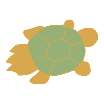 Gold and Green Turtle Illustration - Traditional Japanese Auspicious Icon, Transparent Background
