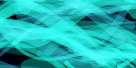 Obraz premium Abstract turquoise light trails on black background, glowing cyan neon waves, futuristic motion blur digital art texture