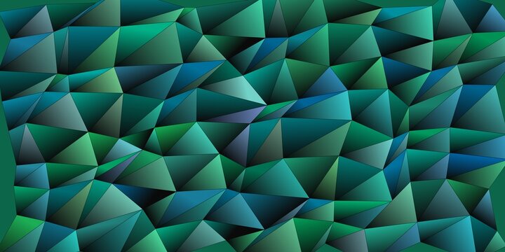 Abstract low poly background, emerald green and teal geometric pattern, crystalline mosaic texture for digital design