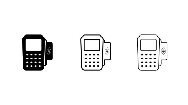 POS terminal payment icons set isolated on transparent background