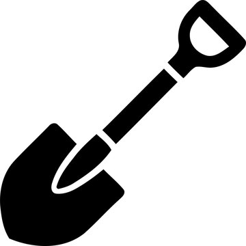 Garden shovel icon for digging in soil during outdoor cultivation isolated on transparent background