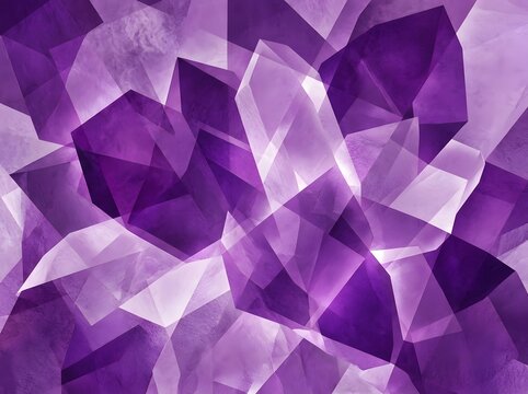 Purple abstract crystal facets glowing with light