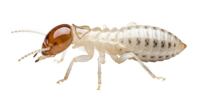 Small brown termite insect close up isolated on transparent background