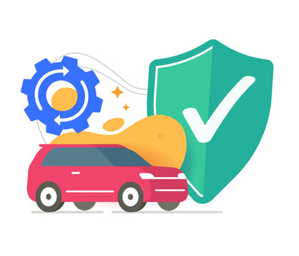 Car risk security coverage icon, automotive wheel auto insurance protection shield sign symbol, warranty guarantee vehicle check service, maintenance assurance claim image clip art

