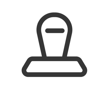 Stamp seal icon line stroke outline simple graphic side view, rubber press with handle sign symbol pictogram image clip art