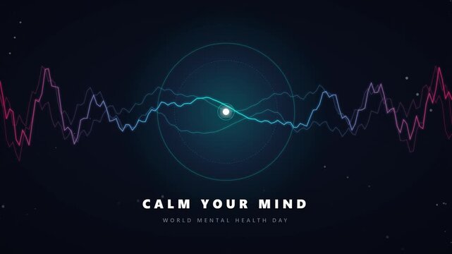 World Mental Health Day Calm Your Mind Abstract Sound Wave Background