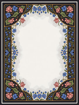 Elegant floral art nouveau decorative border frame