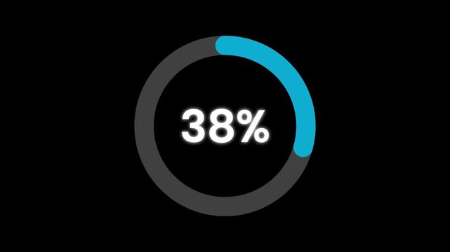 Futuristic circular fill loading animation visual graphic with blue line percentage counter, digital system upload transfer percentage counter motion graphic element on black background.4k video