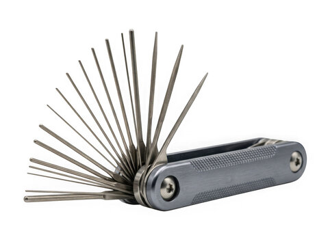 metal feeler gauge thickness measurement hand tool isolated on transparent background