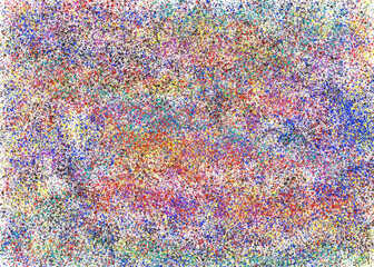 Fototapeta premium Colorful abstract painting featuring a dense mixture of small multicolored brush strokes.