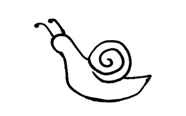 Snail Doodle Line Drawing Black and White Vector © Farzana