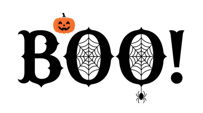 Halloween spooky boo text with jack o lantern