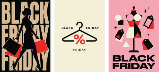 Obraz premium Black Friday sale poster design with megaphone and discount elements for marketing campaign