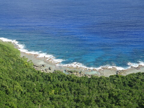 Scenic mountain view of ocean, Rota, Mariana Islands	