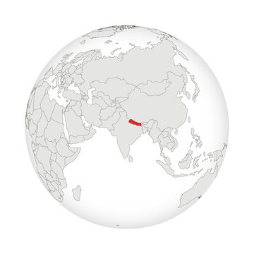 Location map of Nepal.Nepal on globe