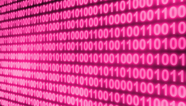 Pink binary code number perspective digital technology abstract background