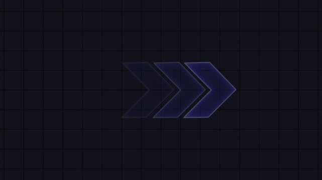 Modern purple gradient arrow icon on dark grid background