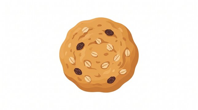 Homemade Oatmeal Raisin Cookie Flat Illustration