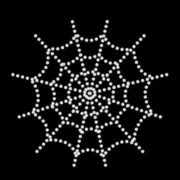 Sparkling rhinestone spider web graphic vector on a black background. Crystal dot art spiderweb pattern for Halloween decoration vector. Luxury diamond mosaic spider web design icon illustration
