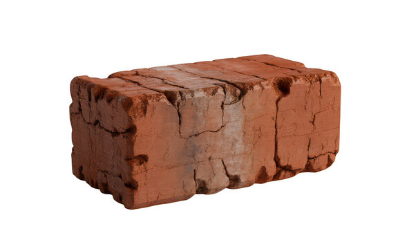 A single weathered red clay brick with a rough texture presented as a vector illustration on white background