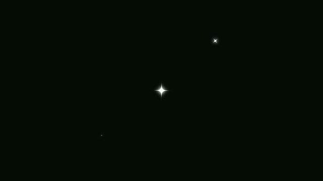 retro flat vector style Beautiful Twinkling Stars Seamless Sparkle twinkle star animation, glowing white doodle stars, glitter shine bursts,  Loop on black screen Sky Background, Looping Starry Motion