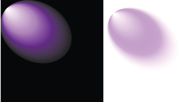 Abstract purple glowing oval shape with soft light gradient effect on dark and light surfaces for modern digital design and creative graphic projects