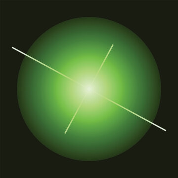 Bright green star light lens flare effect with soft glowing rays on a dark background