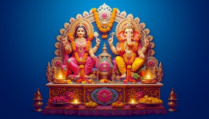 Fototapeta premium Lord Ganesha & Goddess Lakshmi