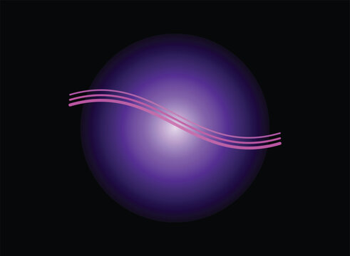 Abstract purple glowing light with three neon pink wavy lines on a dark background for modern technology and futuristic digital design concepts