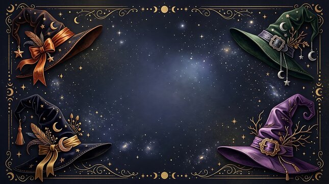 Fantasy collage with warrior and sorceress figures surrounding a dark central space
