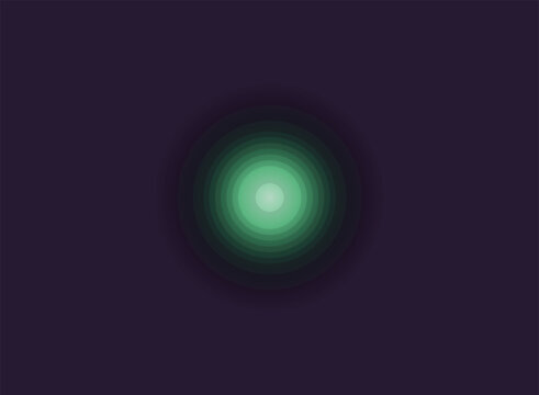 Abstract green glowing circle with soft gradient light effect on dark background
