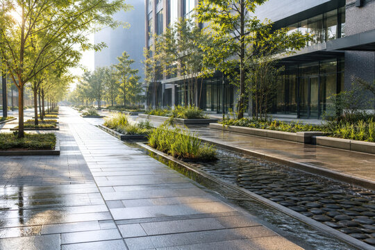 Blue Green Street Integrating Trees Drainage and Stormwater Management into Urban Design