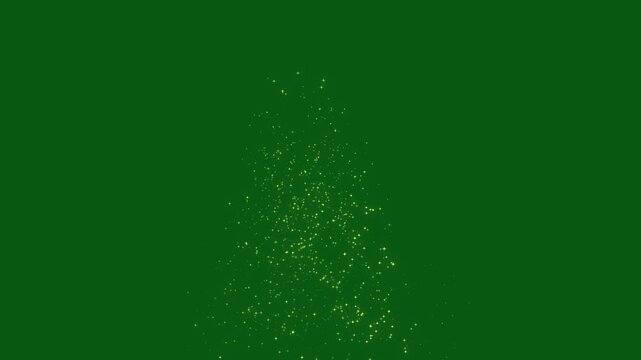 Golden glitter sparkling magic lights,4k luminous particles swirling around a festive christmas tree,green background,glittering christmas animation,luxury winter design
