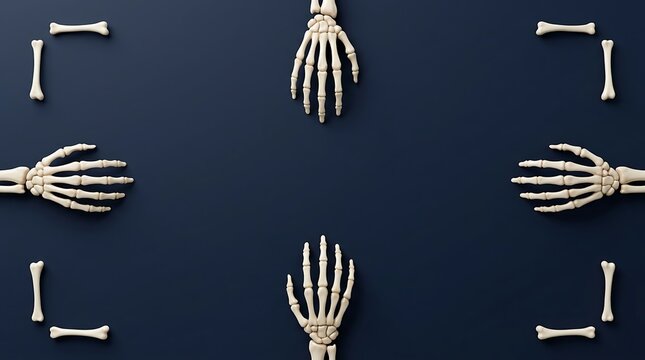 Human skeletal hand and finger bones illustration