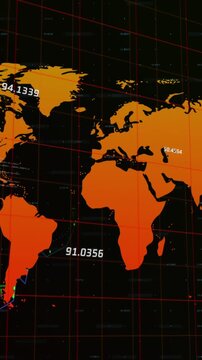 Animation of numbers changing and data processing with world map
