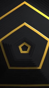Animation of green leaves and shapes over black background