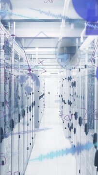 Animation of digital data processing over server room