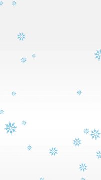 Animation of snow falling over present on white background