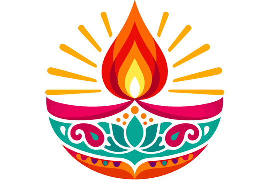 Diwali Celebration Diya Lamp Vector Design