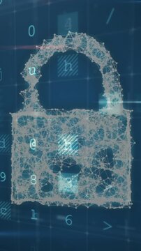 Animation of cyber attack warning over online security padlock