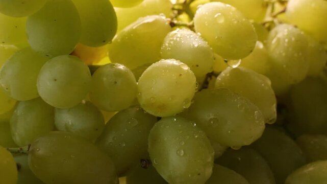 Close up view of hanging grapes