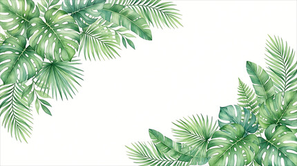 Fototapeta premium Tropical Green Leaf Border Frame