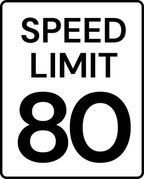 Speed Limit 80 mph Rectangular Road Sign Vector Illustration