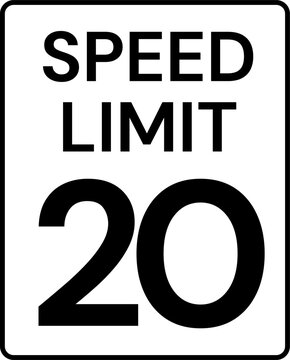 Speed Limit 20 mph Rectangular Road Sign Vector Illustration