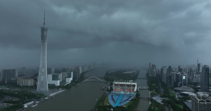 Aerial view of landscape in Guangzhou city, China