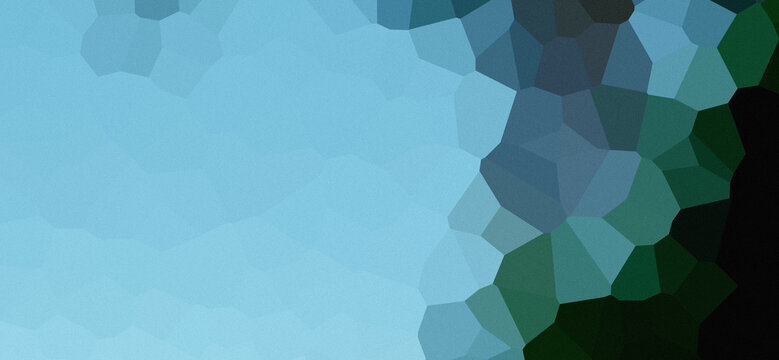 Abstract blue and green geometric mosaic background with low poly crystal pattern design.