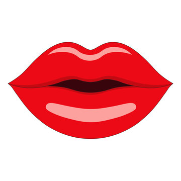 Red lips vector illustration isolated on white background