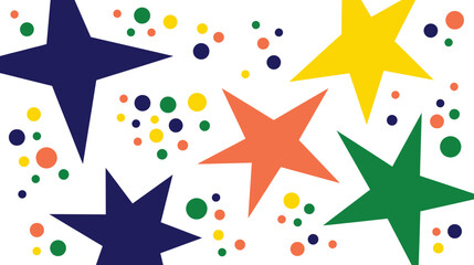 Obraz premium Colorful abstract stars and polka dots pattern on a clean white background